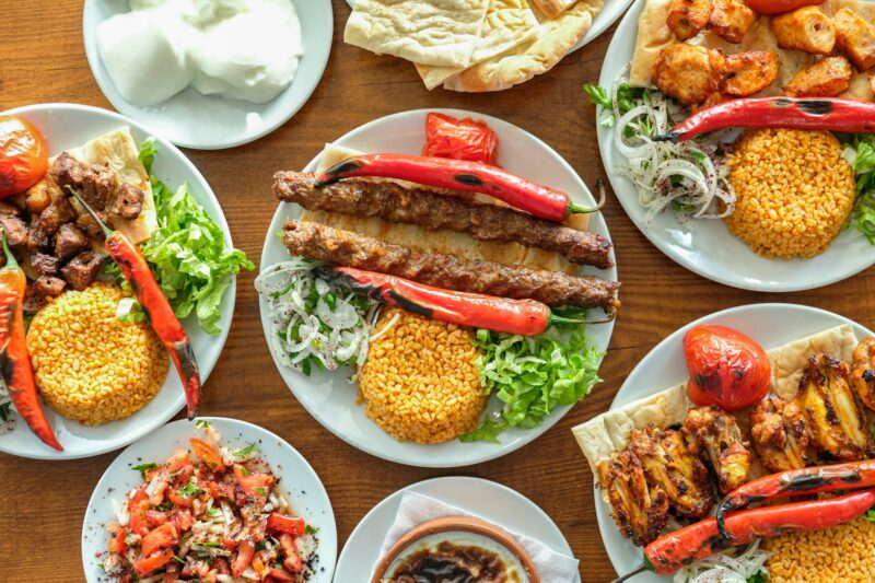 Turkish meat dishes and pastries, lahmacun, pide, shorba ,kebab