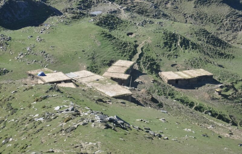 View of shelter of Gujjar tribe for cattle and people to live in the mountain of Himachal Pradesh