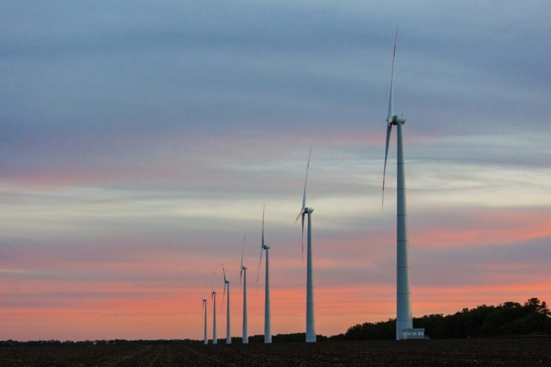 Wind turbines Energy production using clean and renewable energy sources, agricultural fields