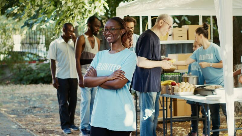 Woman attending a hunger relief event