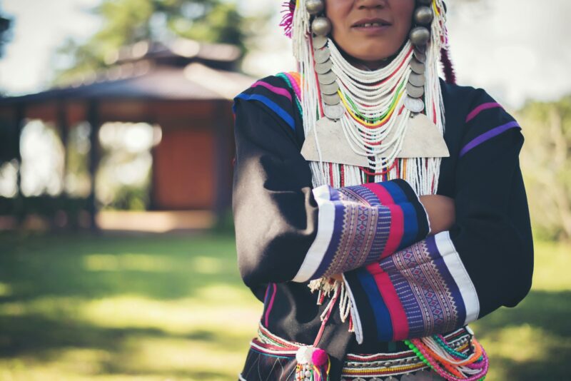 woman Hill tribe hmong hill tribe in beautiful costume dress