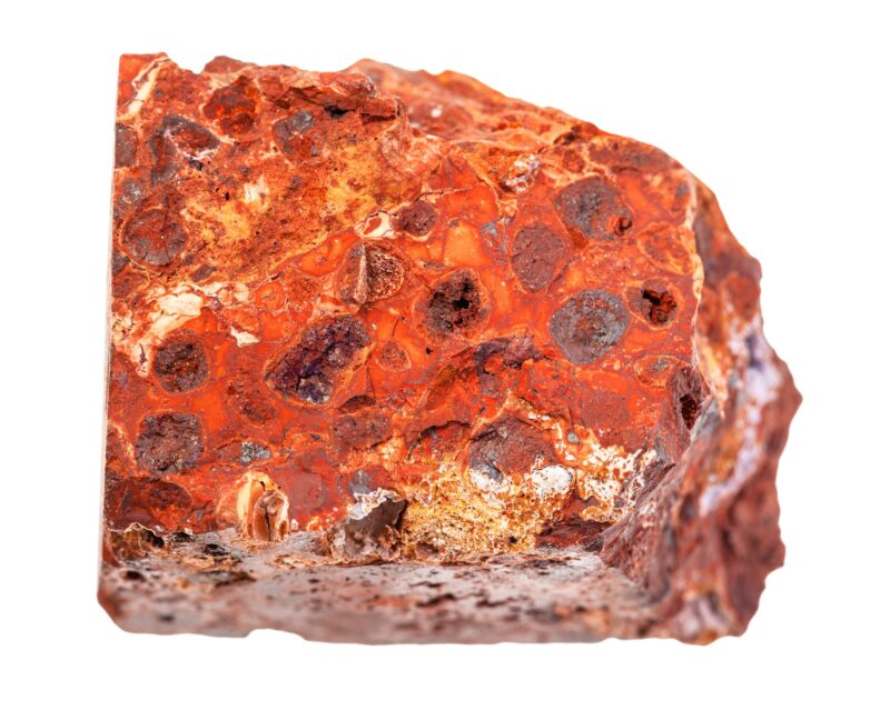 Bauxite (aluminium ore) rock isolated on white