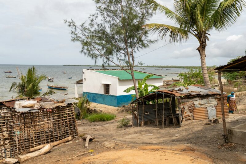 Beach with boats in Mocimboa da Praia in Cabo Delgado Province, Mozambique