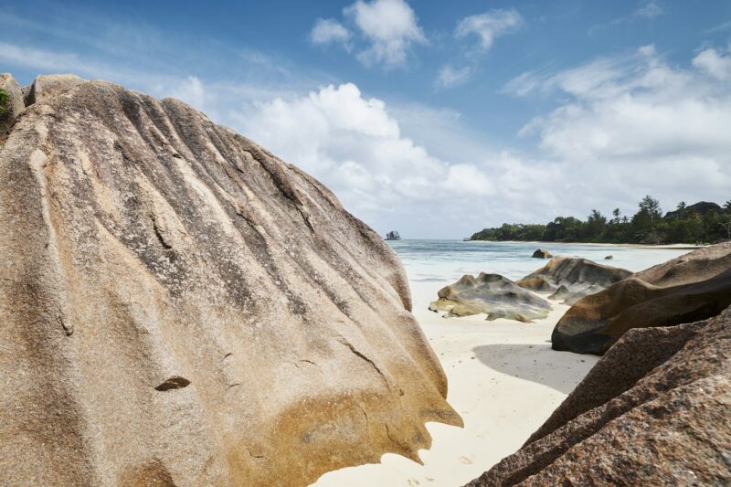 Beautfiful beach with granite boulders in Seychelles