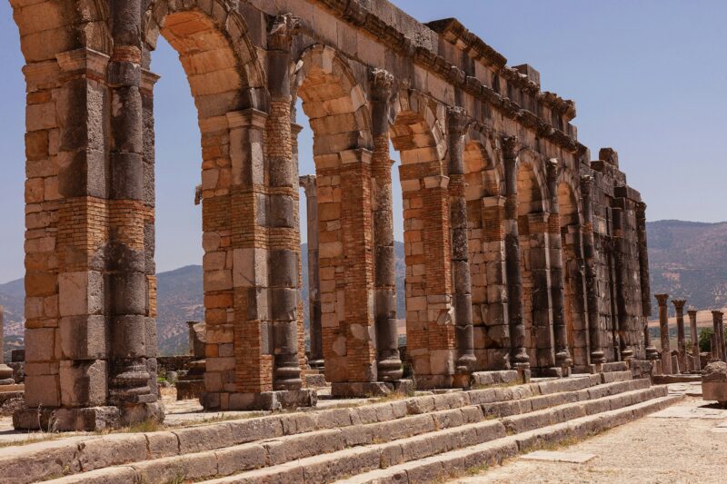 Beautiful shot of an archaeological site and the ancient Berber-Roman city Volubilis