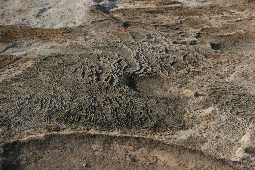 Carbonate mineral travertine texture.