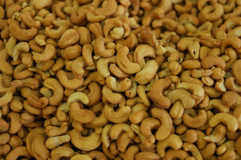 Cashew nuts close up.