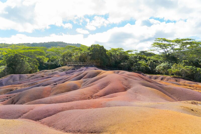 Chamarel, Land of the seven colors on the island of Mauritius, Africa. Travel and Tourism