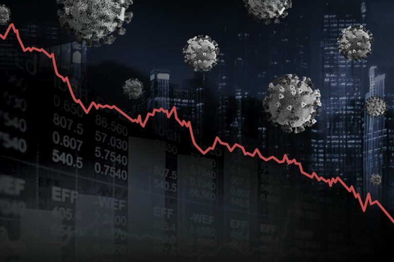 Economic impact and decrease due to coronavirus pandemic background