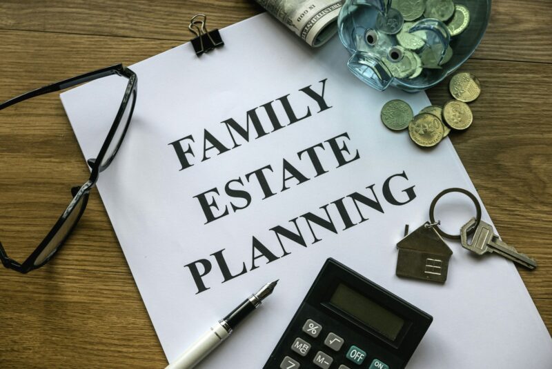 Family estate planning. Property investment and house mortgage financial real estate concept.