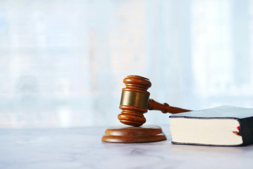gavel and book with copy space on table