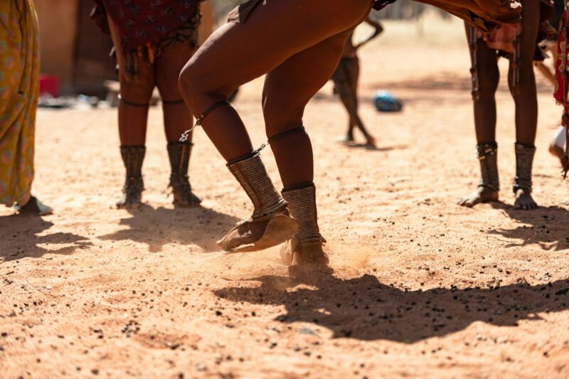 Himba women dancing at their village