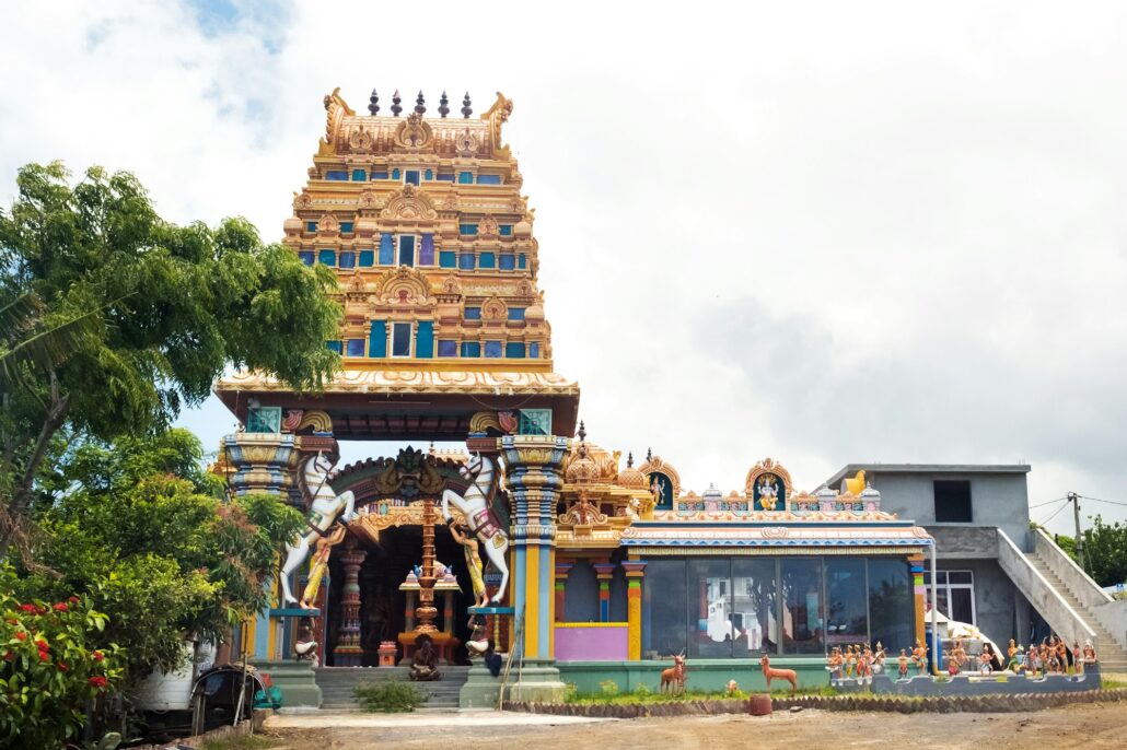 Indian temple on the island of Mauritius in the Indian Ocean