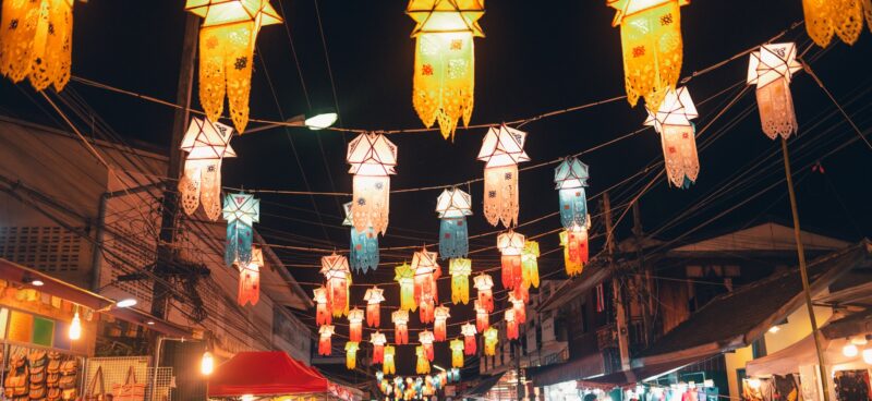 Lantern Festival in the sky at Pai Walking Street