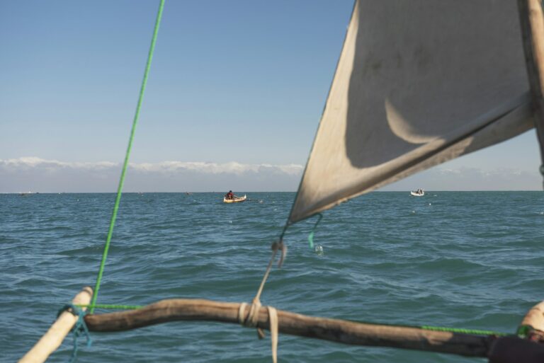 Pirogue, a traditional Madagascar sailing boat, Ifaty, Madagascar, Africa