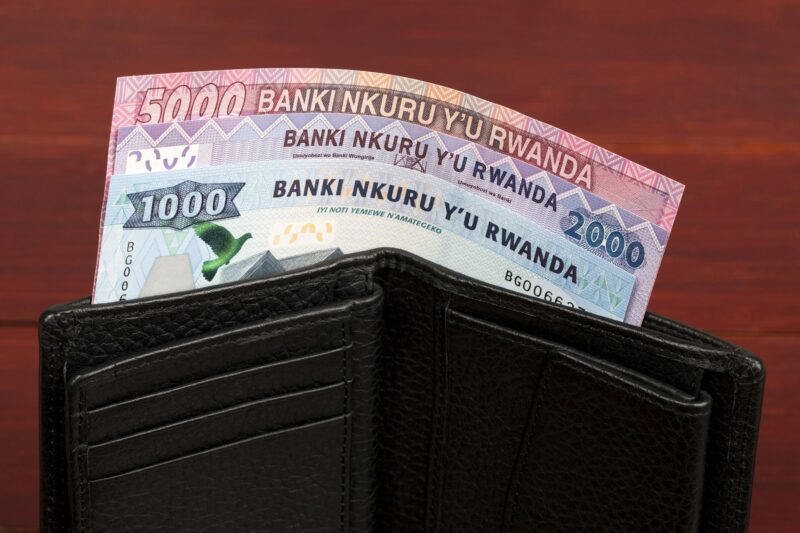 Rwandan money in the black wallet