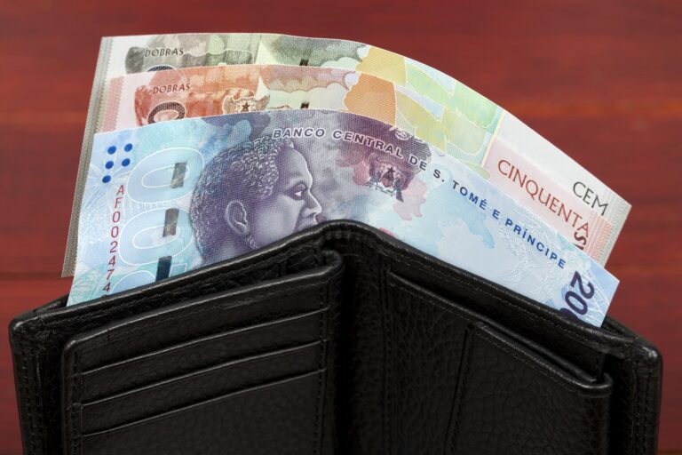 Sao Tome and Principe money in black wallet