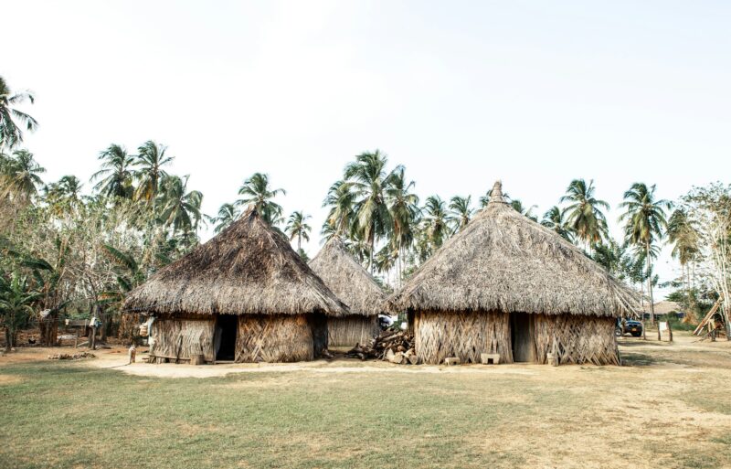 Set of indigenous houses in Colombia.