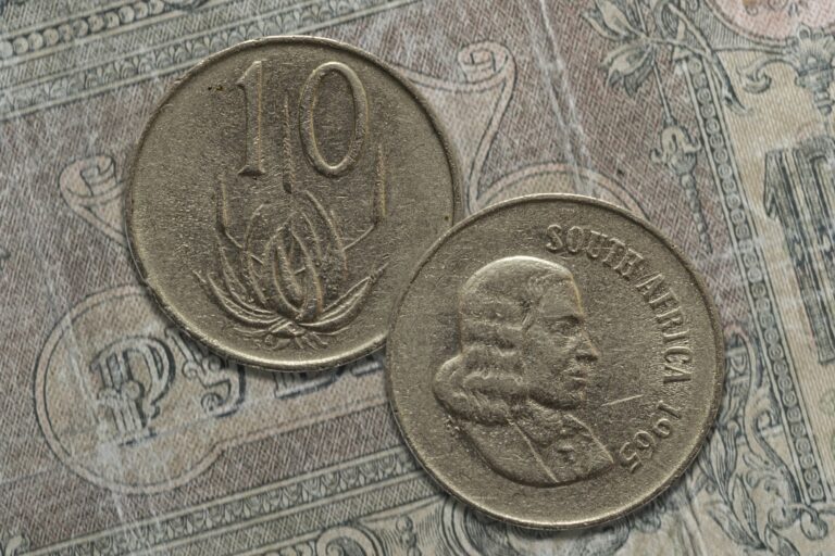 South African rand coin obverse and reverse. Currency of the Republic of South Africa