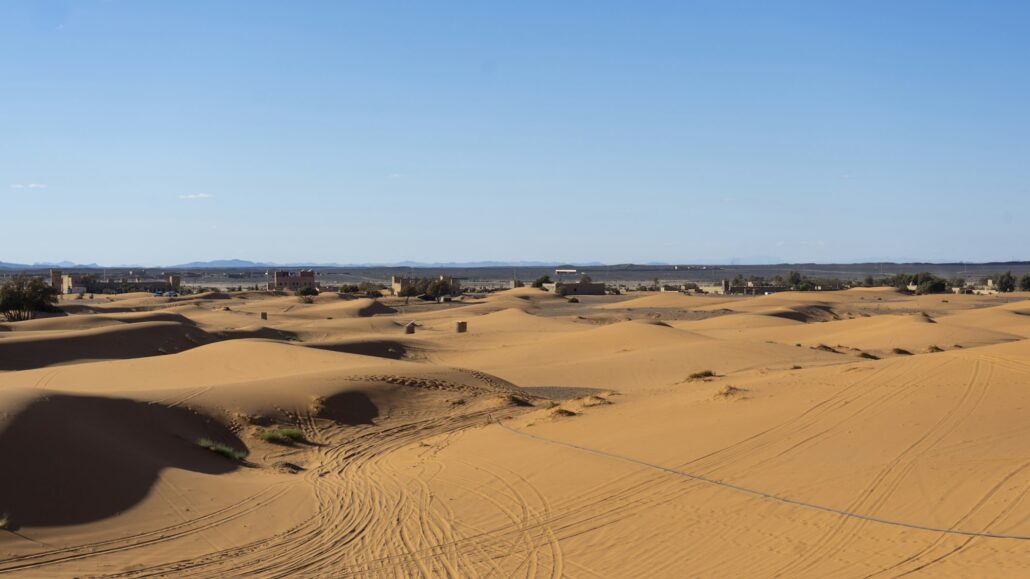 Sunset in the desert of Merzouga, Morocco