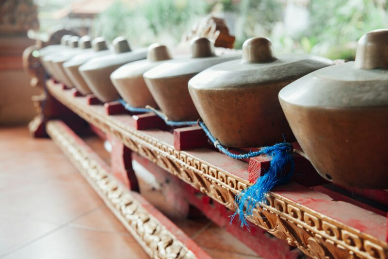 Traditional balinese percussive music instruments instruments for "Gamelan" ensemble music