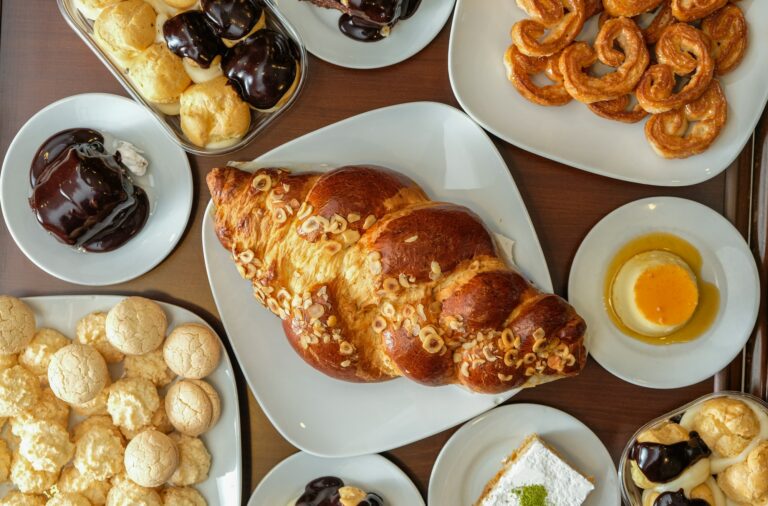 Traditional Turkish sweets and pastries, paskalya coregi , profiterol , koko , uludag