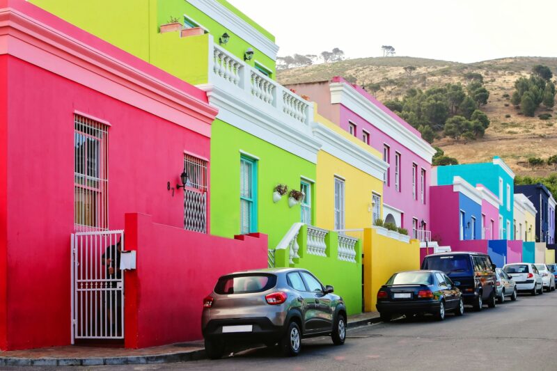 Vibrant colorful Bo-Kaap district in Bo-Kaap, South Africa