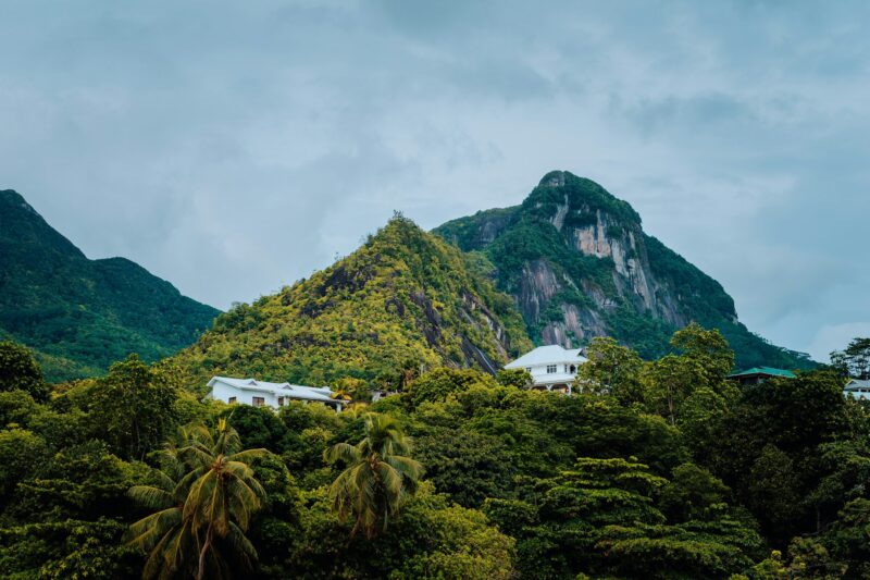 Villas sitting in mountains on Mahe Island, Seychelles